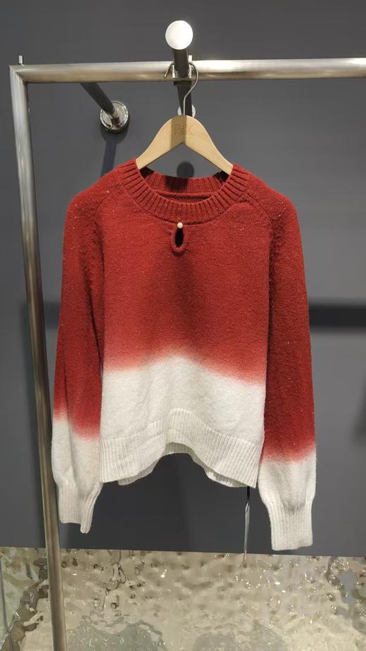 P&X设计师女装冬季新款撞色拼接短款毛衣女宽松慵懒风 824418148 红色 商品图0