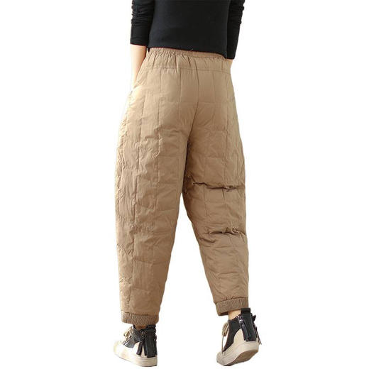 GYH 2346休闲简约纯色螺纹拼接妈妈棉裤保暖休闲裤宽松 商品图4