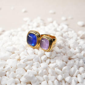 北京仓｜Goossens Paris-DOUBLE RENAISSANCE-宝蓝色 粉色 岩石水晶 戒指［法国设计师］