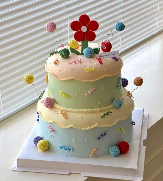 【臻品系列】---【多巴胺小花】女孩、周岁生日蛋糕 商品图0