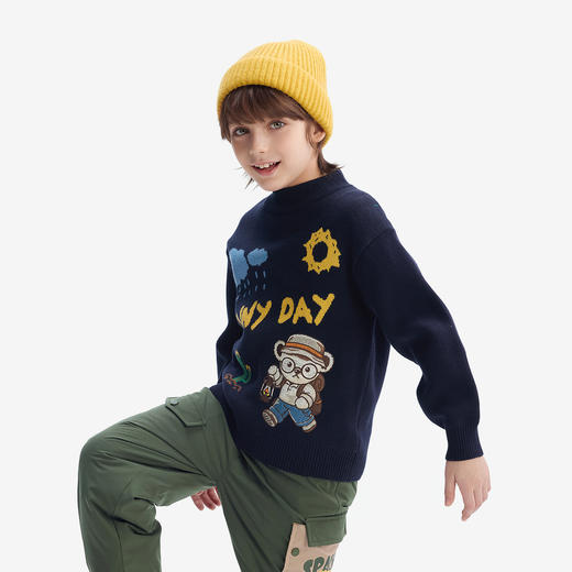 【MQD】童装儿童加厚保暖毛衣冬款男童针织衫半高领线衫 商品图3
