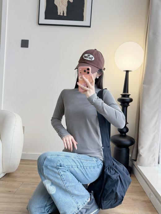 慕斯绒半高领长袖保暖打底衫 商品图8