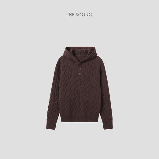 THESOONG"绞花毛衣"山羊绒羊毛绞花肌理感连帽毛衣HLMY7906 商品图3