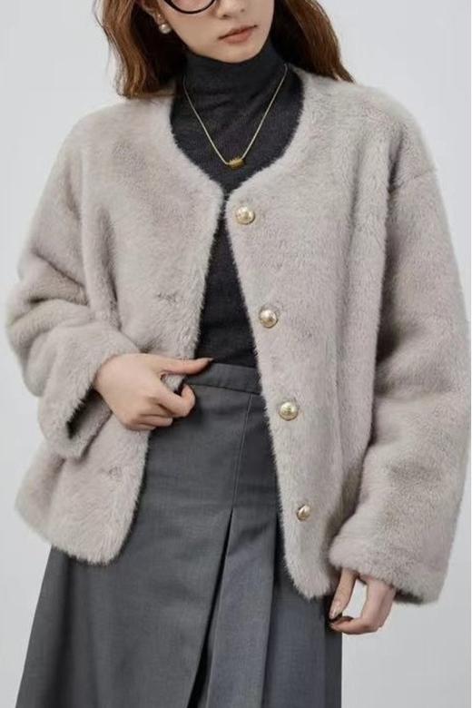 amadella 皮毛一体简约风毛绒保暖短外套 21314 商品图1