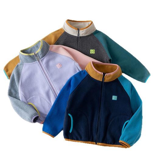 【专柜大牌品质】“复古撞色”儿童摇粒绒卫衣外套 秋冬男女童立领休闲拼接抓绒卫衣 商品图9