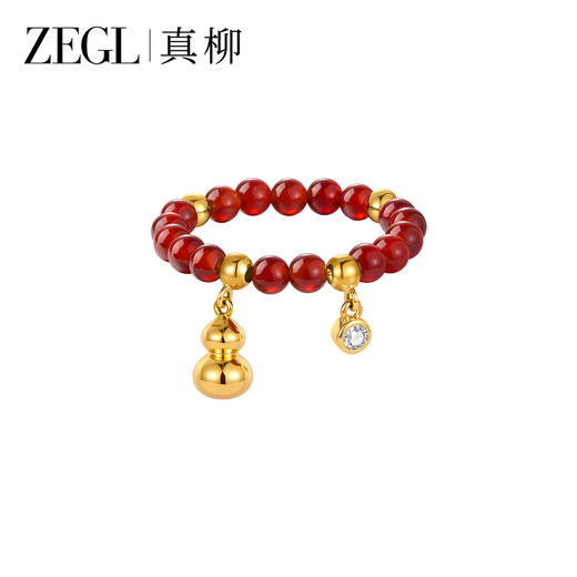 ZEGL本命年马系列幸运指环红玛瑙戒指女福禄葫芦小众设计百搭套戒 商品图8