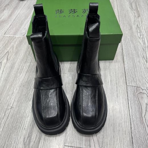 D111102超显瘦！厚底真皮烟筒靴女2025秋季中筒靴百搭短靴 商品图0