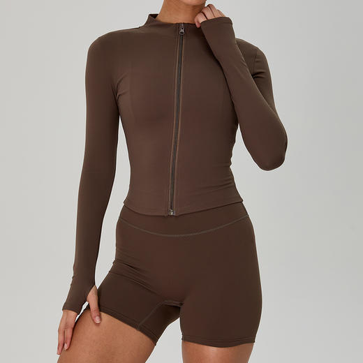 跃牌【化蝶双飞】系列 磨毛立领裸感健身外套女紧身速干瑜伽服户外跑步运动瑜伽外套TM0262 商品图4