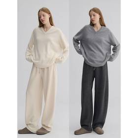 MAISON CECILE 三色/厚版天丝羊毛垂感显瘦抽绳松紧腰弧形弯刀裤