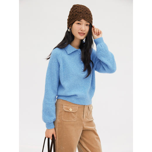 HeyDress法式翻领宽松毛衣 商品图3