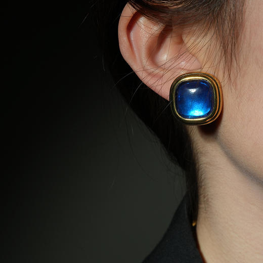 北京仓｜Goossens Paris-BO PIN-宝蓝色 方形 耳环［法国设计师］ 商品图1
