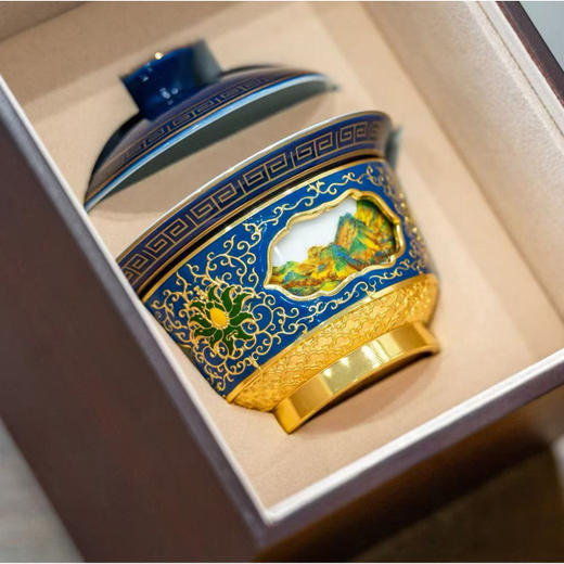 《千里江山》转心盖碗，宫匠雅器官方出品，一器在手，尽揽宫廷雅韵，可藏可送礼 商品图3