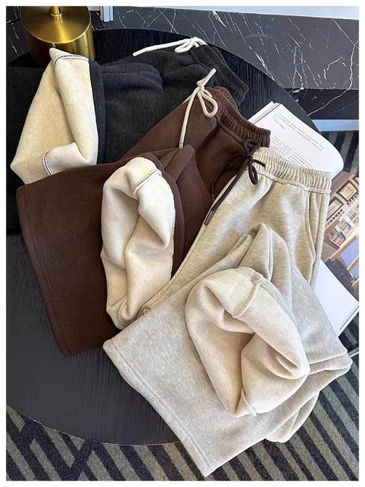 D111130加绒糯米休闲裤女2025新款保暖加厚宽松阔腿长裤子 商品图0