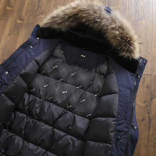 MLB纯色徽标毛领连帽羽绒服  情侣同款硬核工装风 经典百搭 商品图5