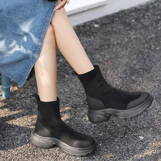 SACHA秋冬百搭厚底马丁靴，女士短靴，BTCX0309 商品图0