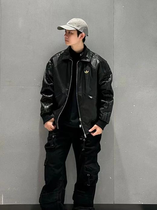 D111122仿皮翻领美式复古保暖运动翻领长袖皮衣夹克外套 商品图2