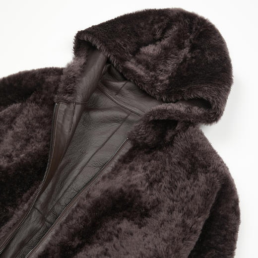 ROMI STUDIO“南非进口100%羊毛皮”宽松连帽皮草外套 RWCWW87061 商品图1