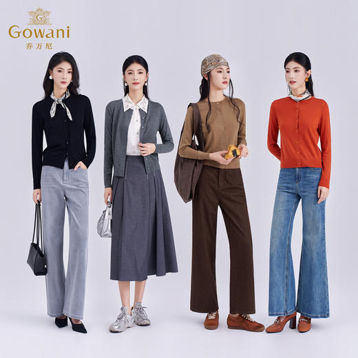 【100%绵羊毛】乔万尼新品2025冬miu系知识分子风圆领羊毛小开衫ED4M807 商品图4