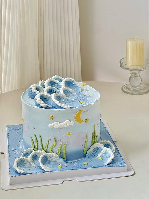 大海海浪海边的冥想蛋糕-低糖处理无添加 商品图0