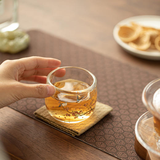 【喜上眉梢玻璃小茶杯】敦煌小众加厚玻璃喜鹊报春茶杯 茶具防烫主人杯品茗杯客杯精致喝茶功夫茶具 商品图1