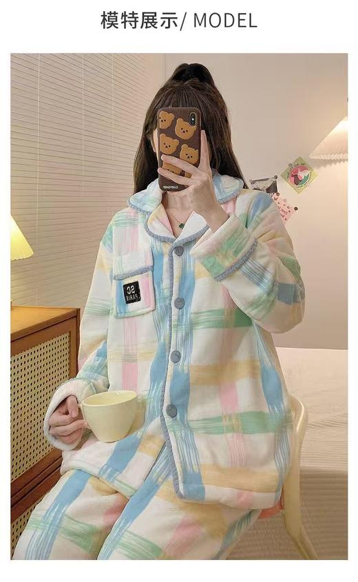 希燕茵可爱卡通珊瑚绒睡衣女2025年新款法兰绒秋冬季学生甜美套装家居服XY0017★ 商品图4