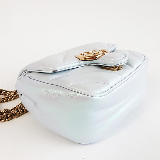 【95新】Gucci古驰739682 Marmont系列蓝色人鱼姬马蒙方胖子链条包单肩斜挎包女士031125TJ53 商品图6