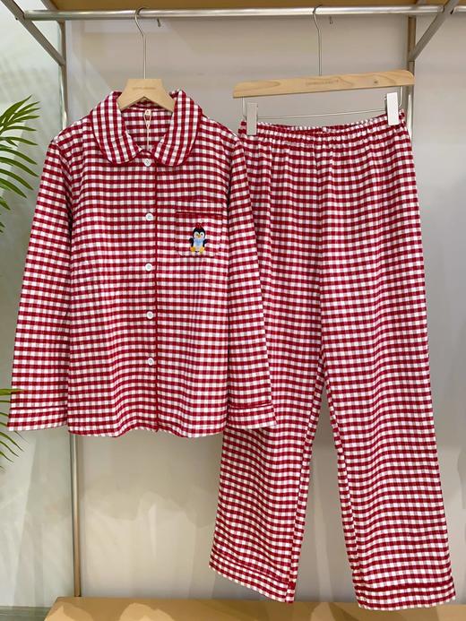 松植屋《企鹅》全棉磨毛女款长袖套装秋冬加厚绒布长袖睡衣家居服 商品图0