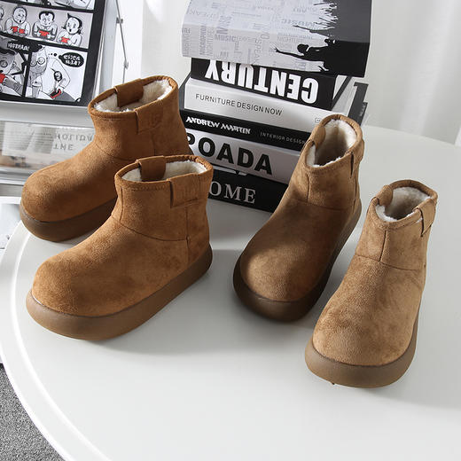 D111112冬季新款雪地鞋时尚丑萌大头加绒加厚保暖短筒靴女 商品图1