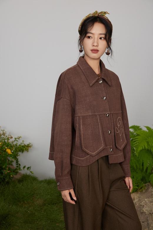 LNNNS 复古休闲短款翻领宽松刺绣外套 21319 商品图2