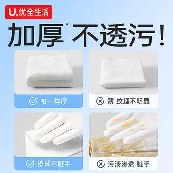 优全生活厨房用纸湿巾5大包纸巾懒人抹布去油污一次性洗碗布清洁擦桌子 /家庭清洁/纸品 /清洁纸品 /厨房纸巾 商品图3