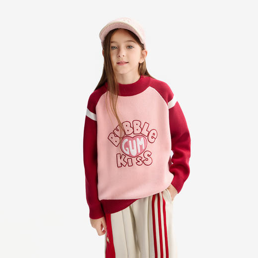 【MQD】童装女童毛衣针织衫2025冬新款半高领提花上衣儿童插肩袖线衫 商品图2