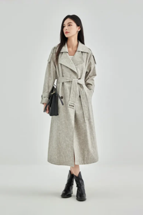 ESTELLICA 高级感英伦风中长款风衣外套 21378