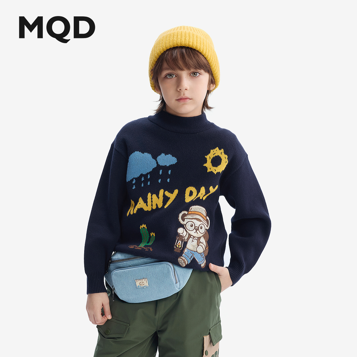 【MQD】童装儿童加厚保暖毛衣冬款男童针织衫半高领线衫