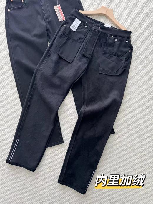 D111139秋冬季男士高腰修身加绒加厚牛仔裤 商品图3
