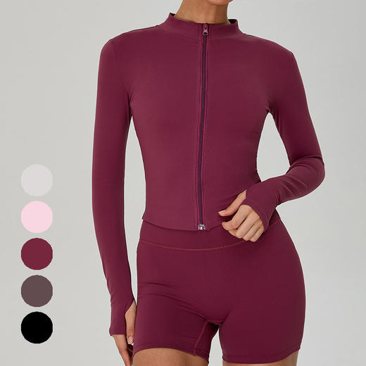 跃牌【化蝶双飞】系列 磨毛立领裸感健身外套女紧身速干瑜伽服户外跑步运动瑜伽外套TM0262 商品图0