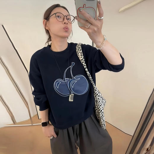 baozro 宽松休闲圆领印花卫衣，休闲日常百搭 商品图2