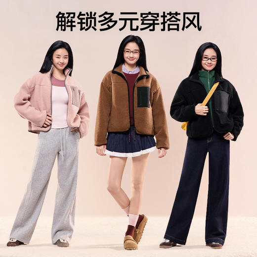 SIINSIIN外套女2025冬季新款羊羔绒热绒短款加绒保暖毛呢毛毛上衣 商品图4