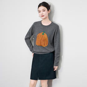 「高货wl」全新升级【铂金会员238/天猫319/差价81】(03903)洛诗琳美丽诺羊毛圆领毛衣2025秋冬休闲时髦印花套头毛衣