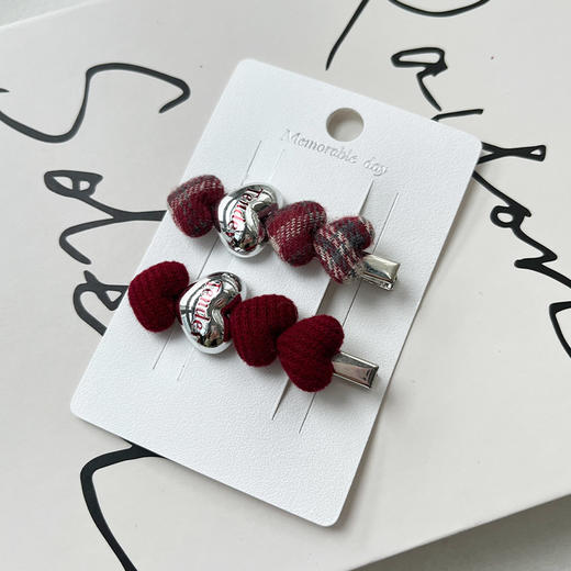 网红简约气质爱心韩国可爱布艺侧边对夹-纪念日百货门店同款167043977 商品图4