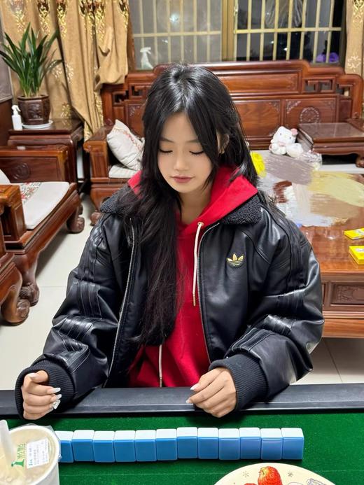 D111122仿皮翻领美式复古保暖运动翻领长袖皮衣夹克外套 商品图5