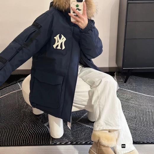 MLB纯色徽标毛领连帽羽绒服  情侣同款硬核工装风 经典百搭 商品图1