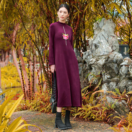 【冬季新品】云韶民族风毛织打底连衣裙 商品图1