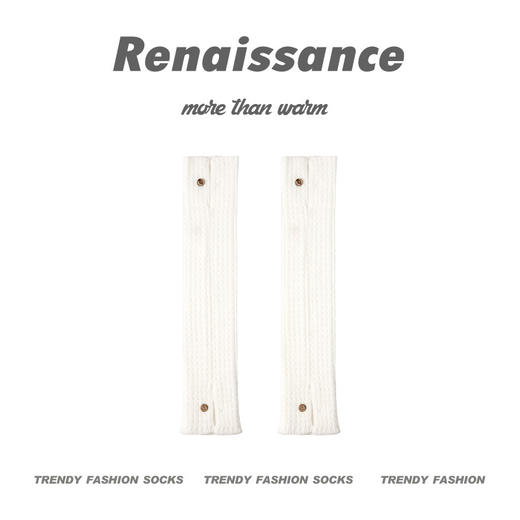 【软软糯糯！时尚加倍！】Renaissance纽扣针织袜套 长款翻边纯色百搭堆堆袜 秋冬保暖腿套潮 商品图5