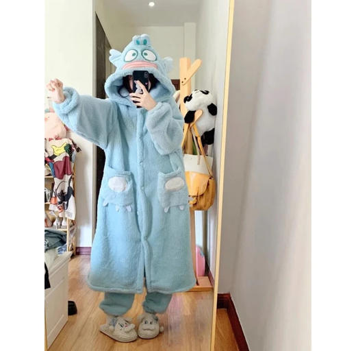 希燕茵2025卡通睡袍女秋冬珊瑚绒新款加绒可爱连帽少女家居服XY0013★ 商品图10