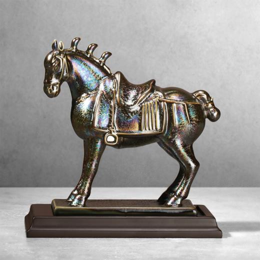 【新品】盛世宝马黑曜石窑变釉系列摆件 8寸 商品图0