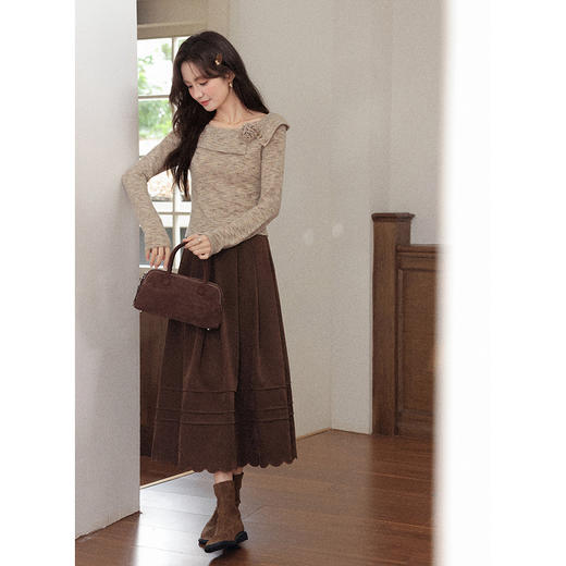 鹿向南「浮光梦录」设计感燕麦色内搭针织衫女秋冬季收腰显瘦上衣 商品图1