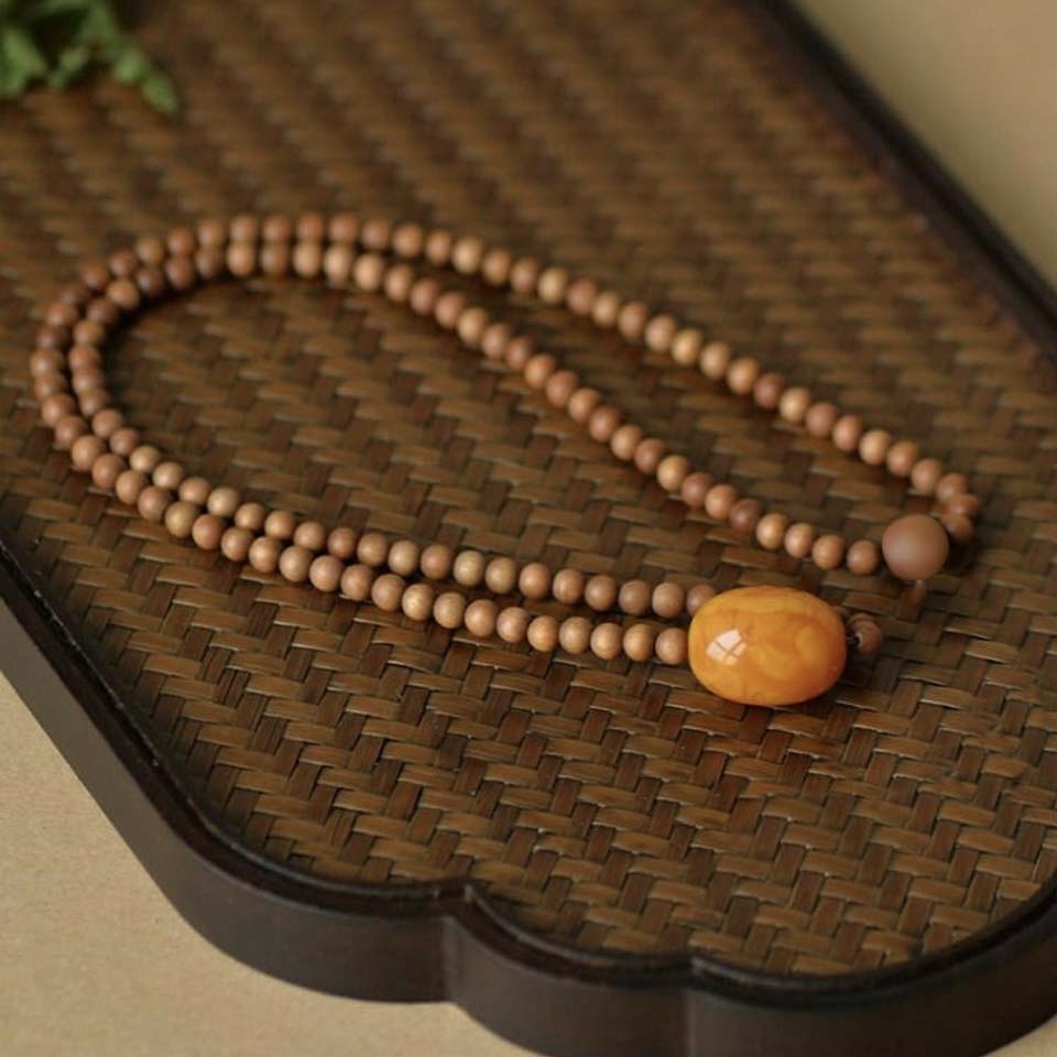 【林栖好物】老蜜蜡转运珠老山檀手串14mm