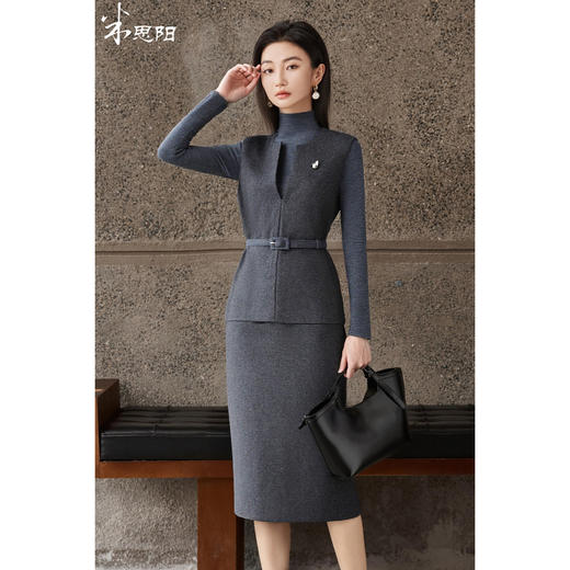 知性优雅~暖乎乎羊毛呢马甲 马甲附带本布腰带 收腰显瘦2025米思阳冬季新品5506 商品图0