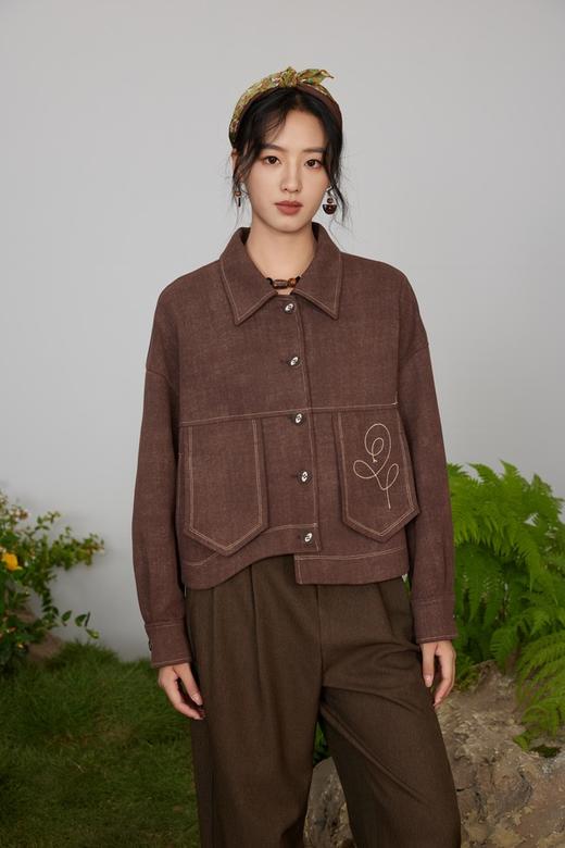 LNNNS 复古休闲短款翻领宽松刺绣外套 21319 商品图0