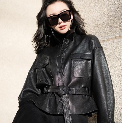 【à perles】头层绵羊皮泡皮荔枝纹明星同款真皮皮衣 商品图0